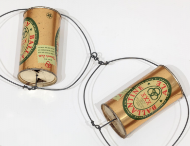 Alexander Calder, <i>Untitled (Pull Toy)</i>, c. 1958, Tin cans and wire, 33 1/2h x 6w x 3d in