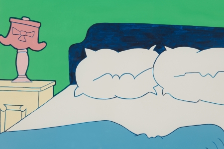 John Wesley, <i>B's Bed</i>, 1973-4, gouache on paper, 21 x 26 in. (53.34 x 66.04 cm)