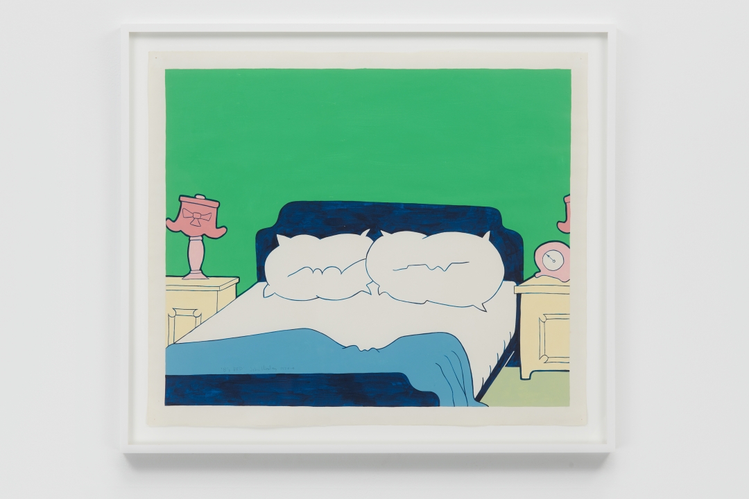 John Wesley, <i>B's Bed</i>, 1973-4, gouache on paper, 21 x 26 in. (53.34 x 66.04 cm)