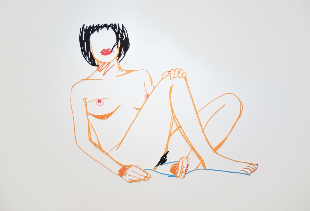 Tom Wesselmann, <i>Steel Drawing/Sitting Nude Edition, 17/25</i>, 1987, Laser cut steel multiple with enamel in colors, 27 7/8h x 29 1/4w x 1/8d in, 17 of 25